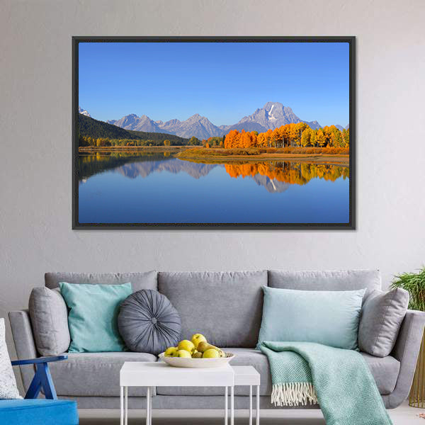 Grand Tetons Autumn Lake Reflection Canvas Wall Art