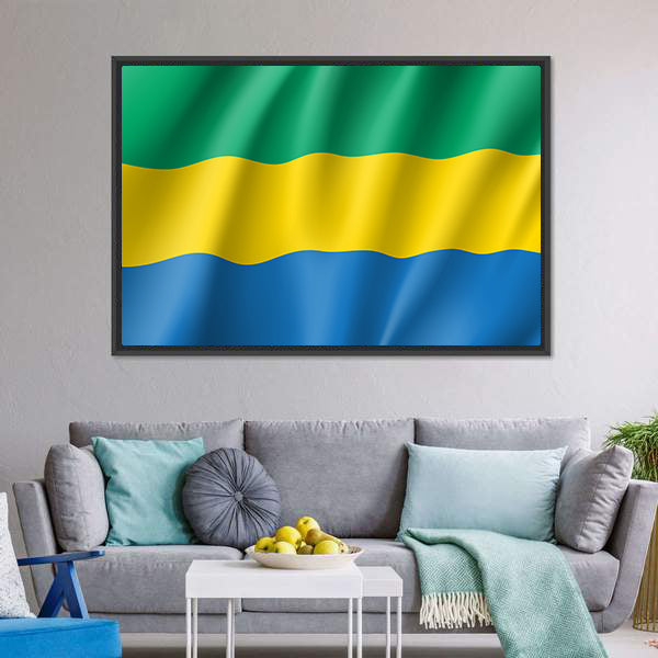 Gabon Flag Canvas Wall Art-5 Horizontal-Gallery Wrap-22" x 12"-Tiaracle