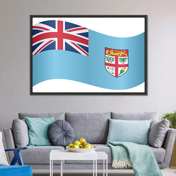 Fijian National Official Flag Canvas Wall Art-5 Horizontal-Gallery Wrap-22" x 12"-Tiaracle