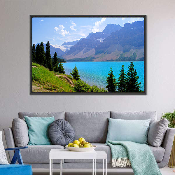Bow Lake In Canada Canvas Wall Art-5 Horizontal-Gallery Wrap-22" x 12"-Tiaracle