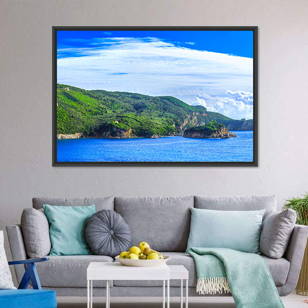 Lush Greek Coastline Canvas Wall Art