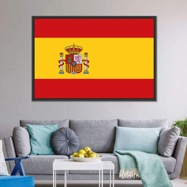 Flag Of Spain Canvas Wall Art-5 Horizontal-Gallery Wrap-22" x 12"-Tiaracle