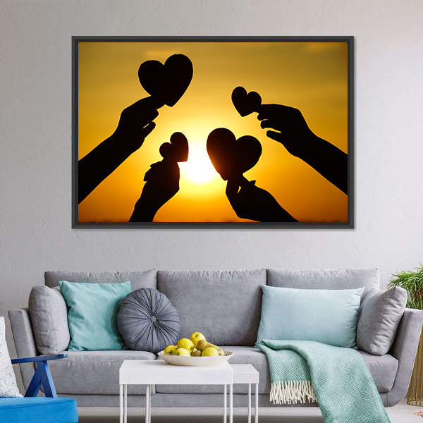 Hands Holding Hearts Canvas Wall Art-5 Horizontal-Gallery Wrap-22" x 12"-Tiaracle