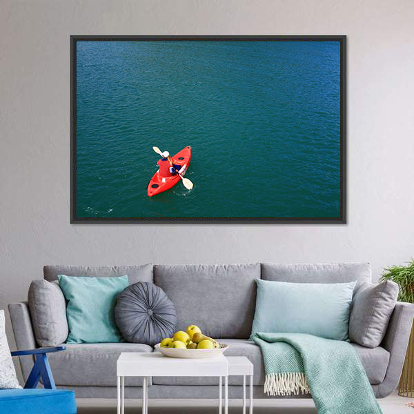 Kayaking in Calm Ocean Waters Canvas Wall Art