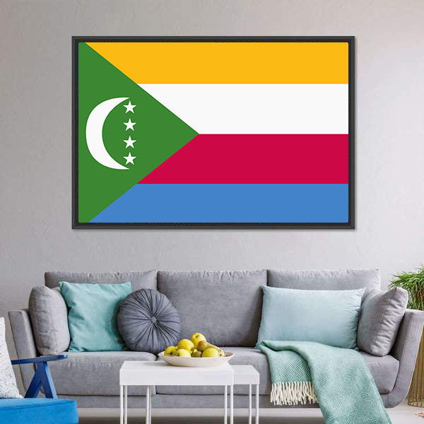 Flag Of Comoros Canvas Wall Art-5 Horizontal-Gallery Wrap-22" x 12"-Tiaracle