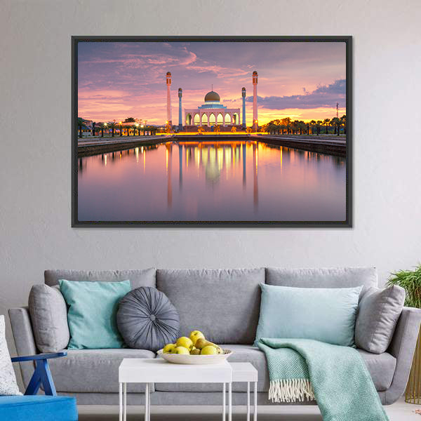 Songkhla Mosque Sunset Reflection Canvas Wall Art