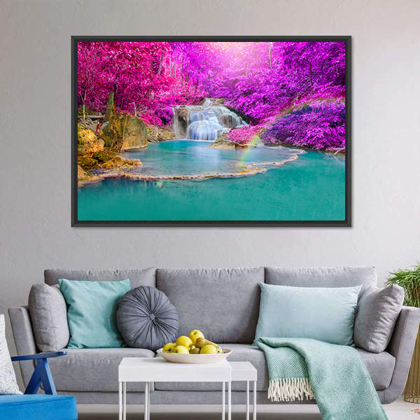 Erawan Waterfall Canvas Wall Art-5 Horizontal-Gallery Wrap-22" x 12"-Tiaracle