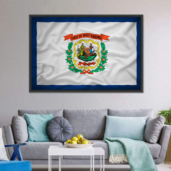 Flag Of West Virginia Canvas Wall Art-3 Horizontal-Gallery Wrap-25" x 16"-Tiaracle