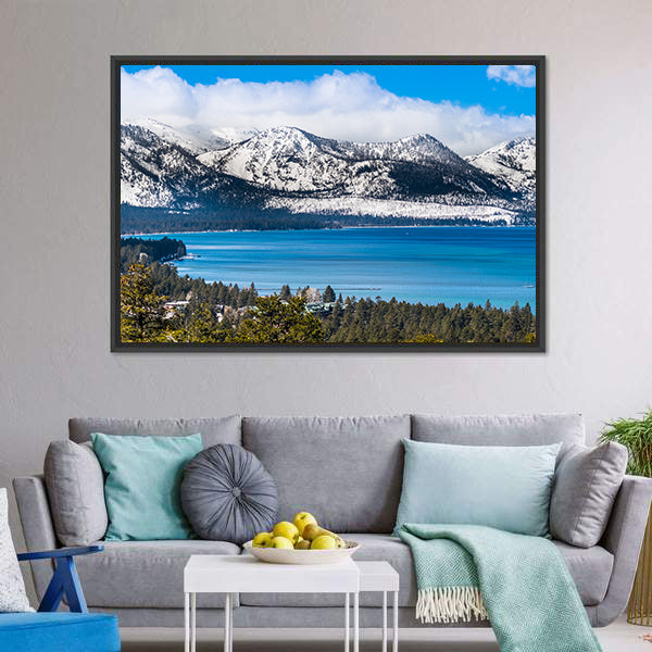 Lake Tahoe With Sierra Mountains Canvas Wall Art