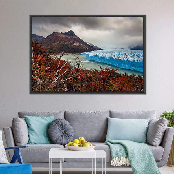 Glacier Perito Moreno National Park In Autumn Canvas Wall Art-3 Horizontal-Gallery Wrap-25" x 16"-Tiaracle