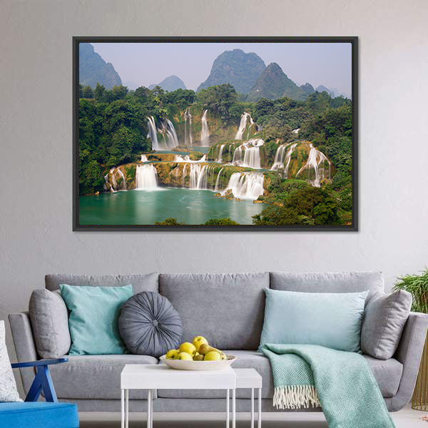 Ban Goic Waterfall In China Canvas Wall Art-5 Horizontal-Gallery Wrap-22" x 12"-Tiaracle