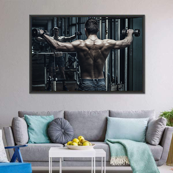 Athlete In Old Rusty Gym Canvas Wall Art-3 Horizontal-Gallery Wrap-25" x 16"-Tiaracle
