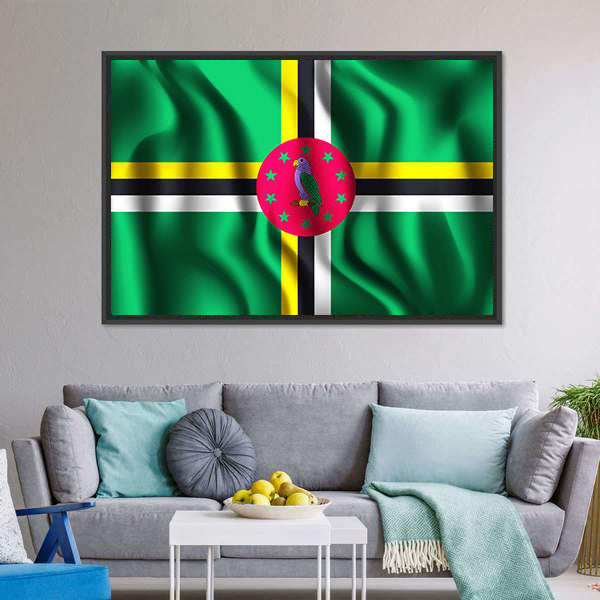 Flag Of Dominica Canvas Wall Art-5 Horizontal-Gallery Wrap-22" x 12"-Tiaracle