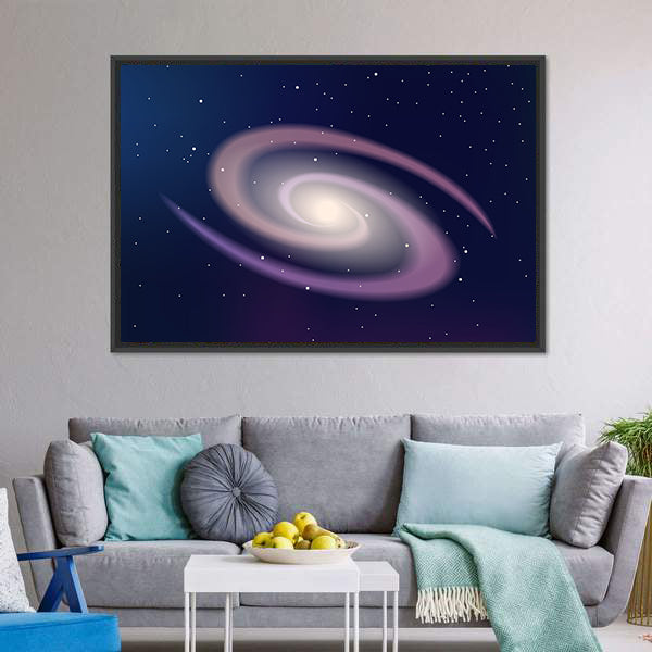 Dark Sky Reflecting Galaxy And Stars Canvas Wall Art-5 Horizontal-Gallery Wrap-22" x 12"-Tiaracle
