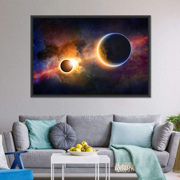 Glowing Planet Earth in Space Canvas Wall Art