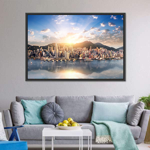 Hong Kong Skyline at Sunset Canvas Wall Art