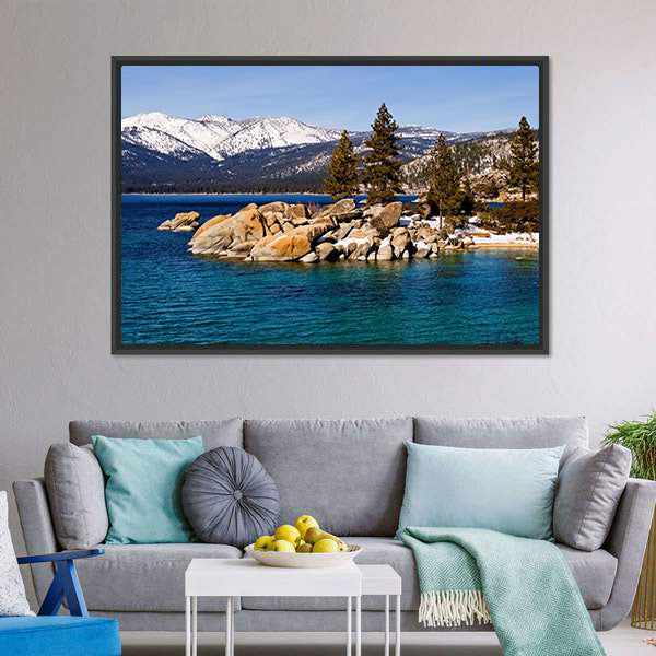 Lake Tahoe In Winter Canvas Wall Art-5 Horizontal-Gallery Wrap-22" x 12"-Tiaracle