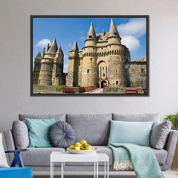 Castle of Vitr In Brittany France Canvas Wall Art-3 Horizontal-Gallery Wrap-25" x 16"-Tiaracle