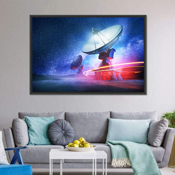 Deep Space Radio Telescope On A Milky Way Canvas Wall Art-5 Horizontal-Gallery Wrap-22" x 12"-Tiaracle
