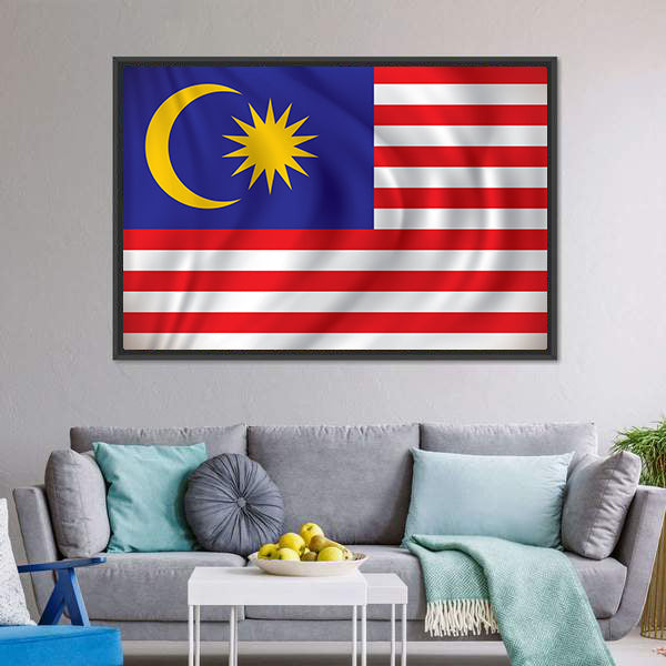 Flag Of The Malaysia Canvas Wall Art-5 Horizontal-Gallery Wrap-22" x 12"-Tiaracle