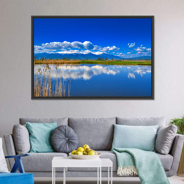 Snow-capped Mountain Lake with Reflections Canvas Wall Art