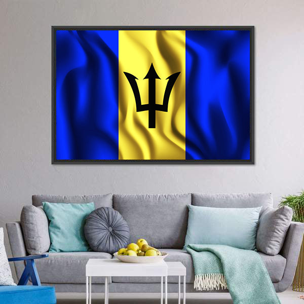 Flag Of Barbados Canvas Wall Art-5 Horizontal-Gallery Wrap-22" x 12"-Tiaracle