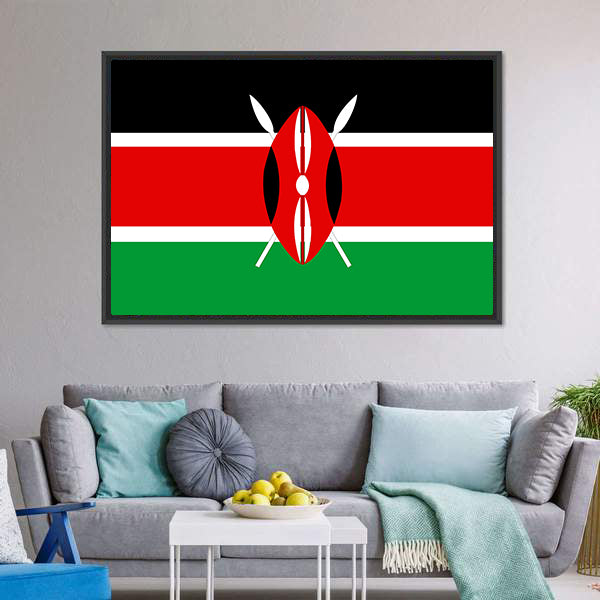 Flag Of Kenya Illustration Canvas Wall Art-5 Horizontal-Gallery Wrap-22" x 12"-Tiaracle