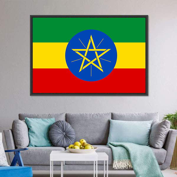Flag Of Ethiopia Canvas Wall Art-5 Horizontal-Gallery Wrap-22" x 12"-Tiaracle