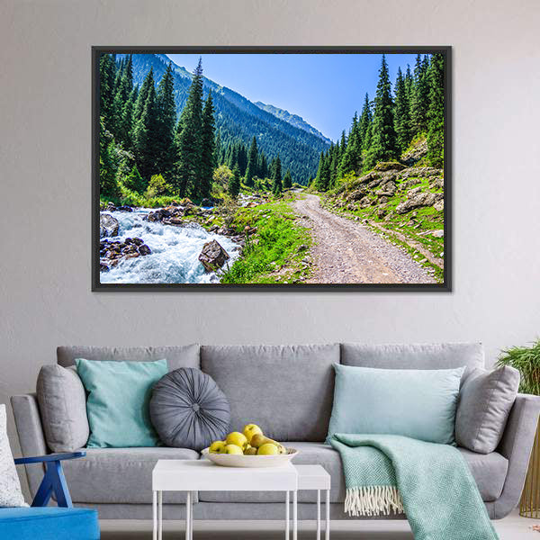 Mountain River Road Canvas Wall Art