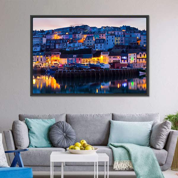 Brixham Harbour at Sunset Canvas Wall Art