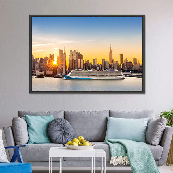 New York City Skyline Canvas Wall Art-5 Horizontal-Gallery Wrap-22" x 12"-Tiaracle
