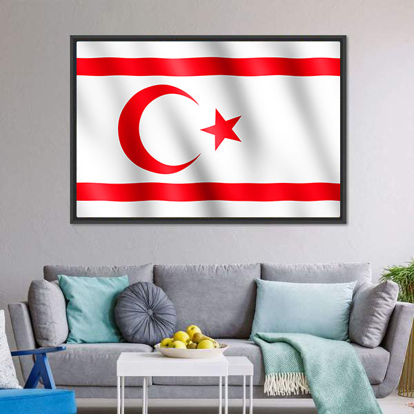 Flag Of Northern Cyprus Canvas Wall Art-5 Horizontal-Gallery Wrap-22" x 12"-Tiaracle
