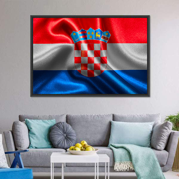 Croatian Wavy Flag Canvas Wall Art-5 Horizontal-Gallery Wrap-22" x 12"-Tiaracle