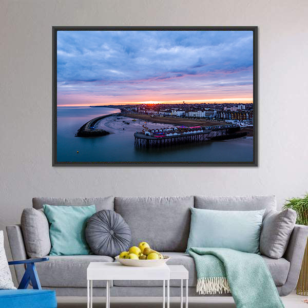 Herne Bay Pier At Sunrise Canvas Wall Art-5 Horizontal-Gallery Wrap-22" x 12"-Tiaracle