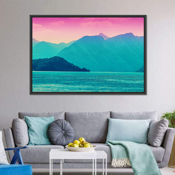 Alpine Mountains And Como Lake Canvas Wall Art-3 Horizontal-Gallery Wrap-25" x 16"-Tiaracle
