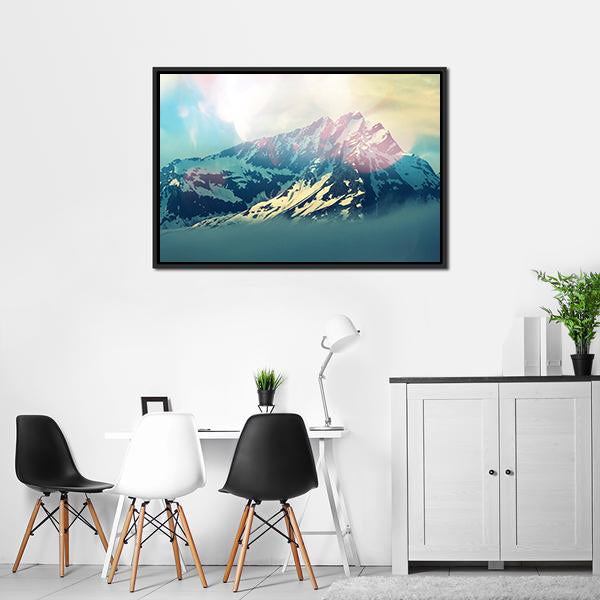 Majestic Mountain Peak in Bright Light Canvas Wall Art