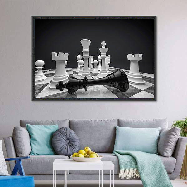 Chess White Wins Canvas Wall Art-5 Horizontal-Gallery Wrap-22" x 12"-Tiaracle