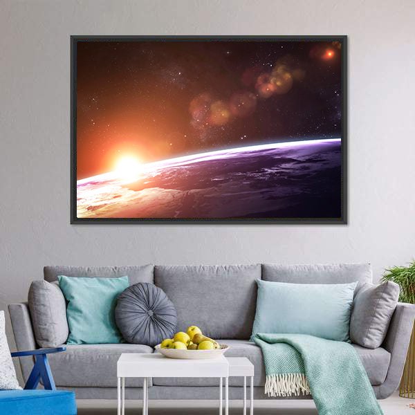 Beautiful Sunset On Planet Earth Canvas Wall Art-3 Horizontal-Gallery Wrap-25" x 16"-Tiaracle
