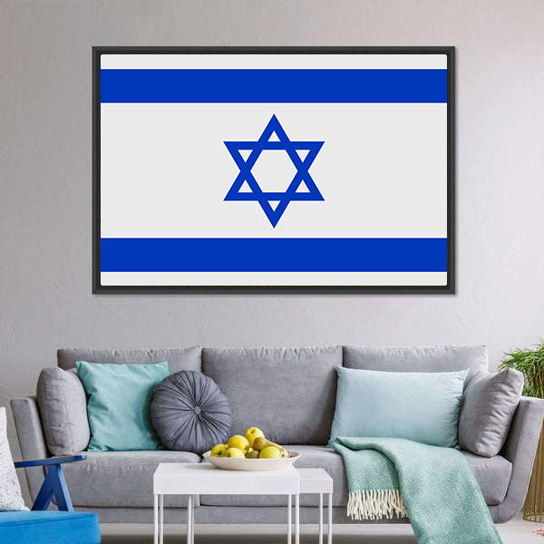 Flag Of Israel Canvas Wall Art-5 Horizontal-Gallery Wrap-22" x 12"-Tiaracle