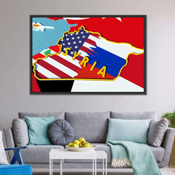 Map Of Syria Canvas Wall Art-5 Horizontal-Gallery Wrap-22" x 12"-Tiaracle