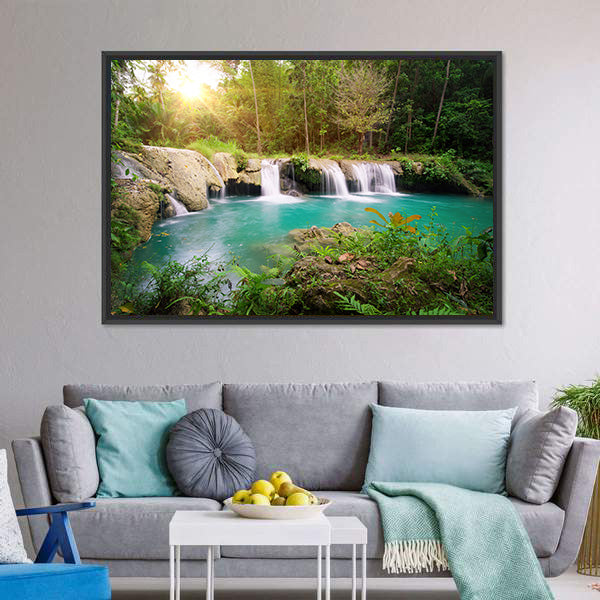Deep Forest Waterfall Philippines Canvas Wall Art-5 Horizontal-Gallery Wrap-22" x 12"-Tiaracle