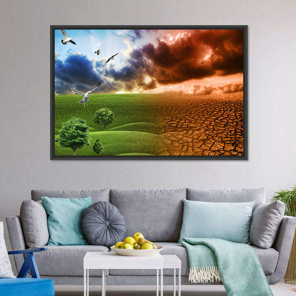 Nature Contrast in Global Warming Canvas Wall Art