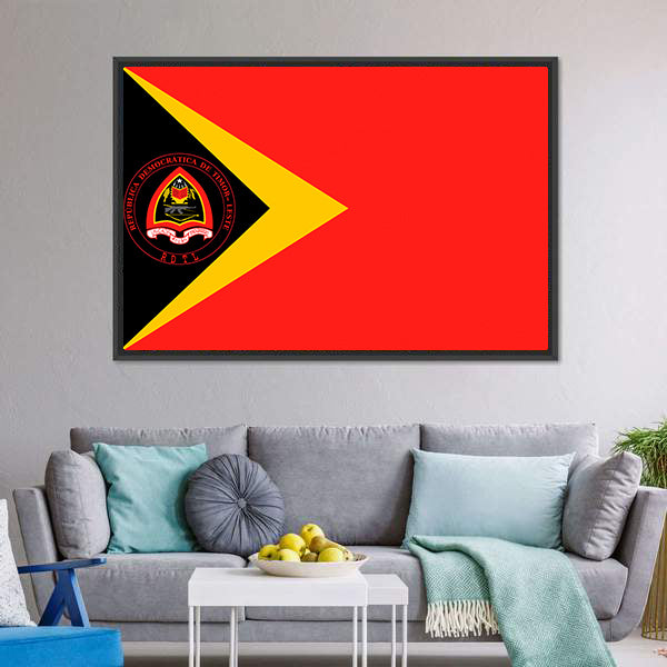 Flag Of East Timor Canvas Wall Art-5 Horizontal-Gallery Wrap-22" x 12"-Tiaracle