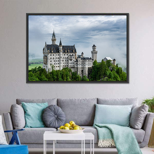 Castel Called Neuschwanstein In Bavaria Canvas Wall Art-3 Horizontal-Gallery Wrap-25" x 16"-Tiaracle