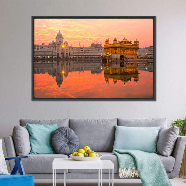 Golden Temple in Amritsar India Canvas Wall Art-5 Horizontal-Gallery Wrap-22" x 12"-Tiaracle