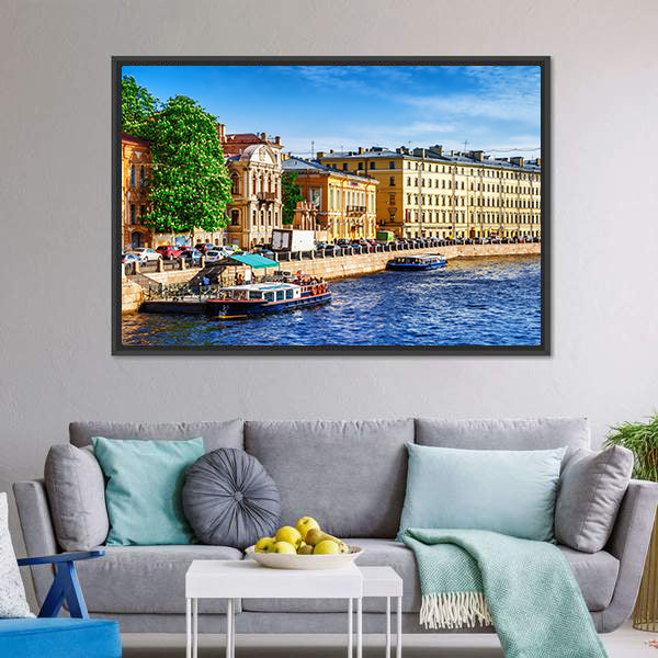 Fontanka Canal In Saint Petersburg Canvas Wall Art-3 Horizontal-Gallery Wrap-25" x 16"-Tiaracle