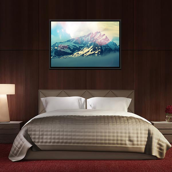 Majestic Mountain Peak in Bright Light Canvas Wall Art
