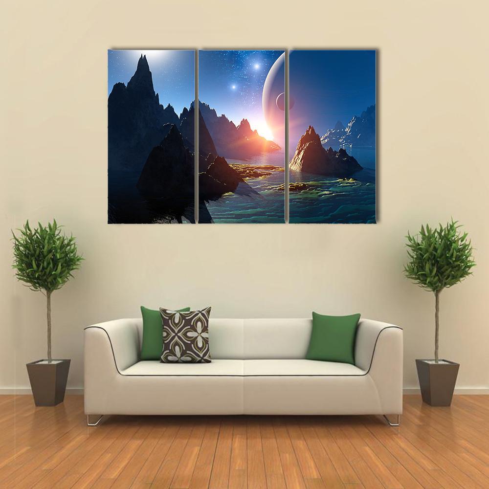 3D Fantasy Landscape Canvas Wall Art-3 Horizontal-Gallery Wrap-37&quot; x 24&quot;-Tiaracle
