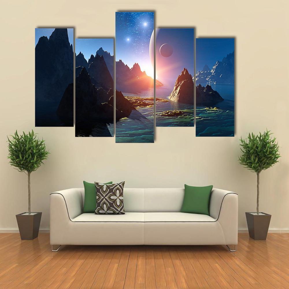 3D Fantasy Landscape Canvas Wall Art-5 Pop-Gallery Wrap-47&quot; x 32&quot;-Tiaracle