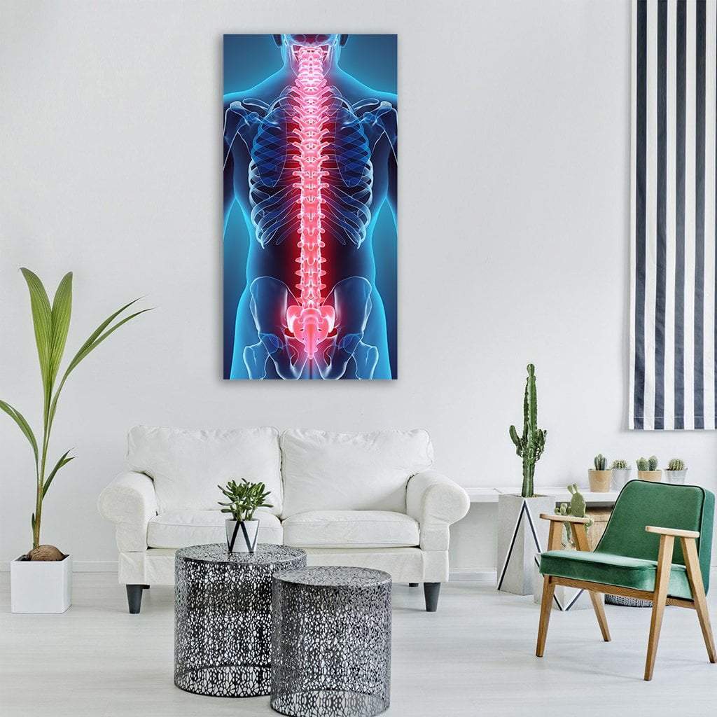 Spine Illustration Vertical Canvas Wall Art-1 Vertical-Gallery Wrap-12" x 24"-Tiaracle